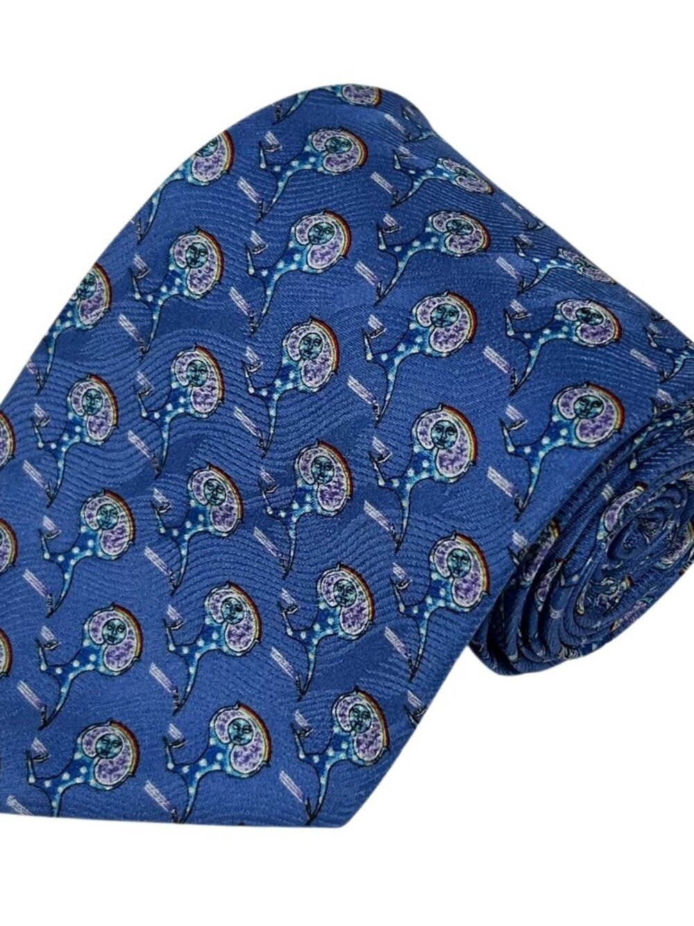 MSD Blue Turquoise Purple Whimsical Figure Novelty Necktie Tie